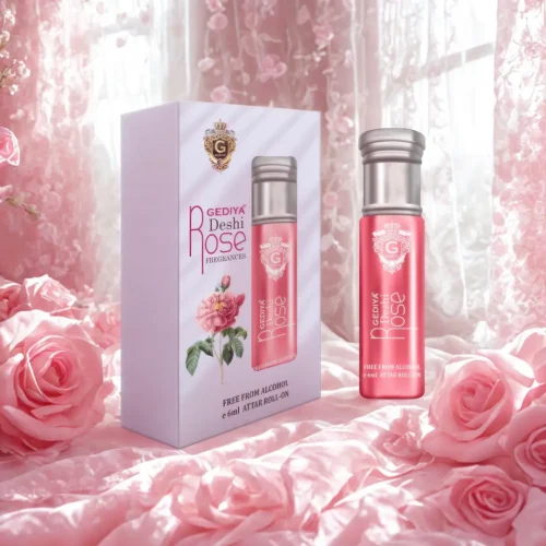 Gediya Deshi Rose Attar | Alcohol-Free Roll-On with Fresh Rose & Fruity Floral Notes – 6ml