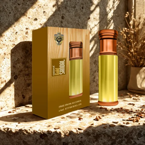Gediya Gold Sandal Attar Roll-On 6ml | Alcohol-Free Woody Spicy Perfume