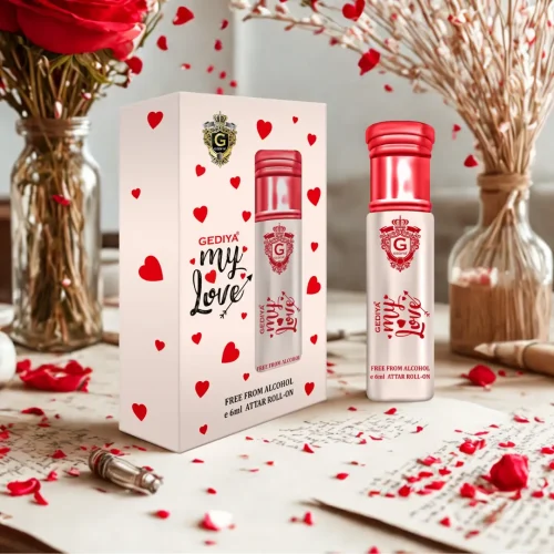 Gediya My Love Attar | Alcohol-Free Roll-On with Rose, Litchi & Musk – 6ml