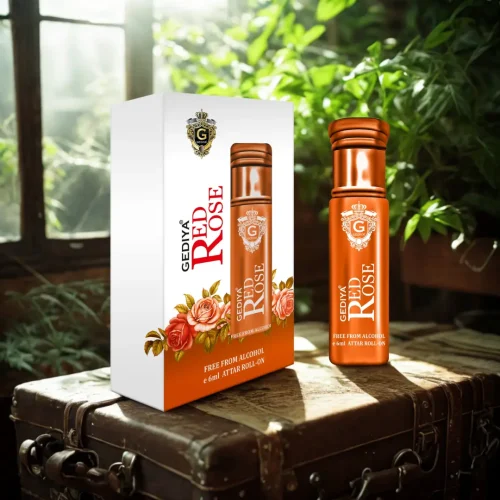Gediya Red Rose Attar | Alcohol-Free Roll-On with Fresh Mint & Bulgarian Rose – 6ml