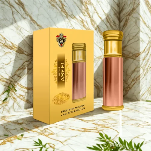Gediya Aseel Attar | Alcohol-Free Roll-On with Sweet Rose, Vanilla & Amber Notes – 6ml